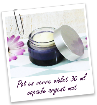 Pot verre violet 30 ml capot argent mat - Aroma-Zone
