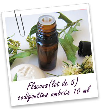 Flacons en verre ambré 10 ml avec capsules codigouttes (lot de 5) - Aroma- Zone